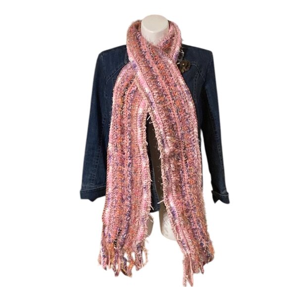 Hand Crafted Accessories - Handmade Gypsy, Bohemian, Boho Scarf With Pinks, Sparkle, Fuzzy and More!